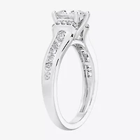 F / Vs2) Womens / CT. T.W. Lab Grown White Diamond 10K Gold Side Stone Engagement Ring