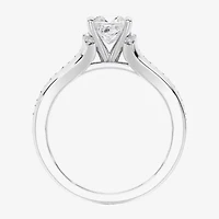 (F / Vs2) Womens 1 1/2 CT. T.W. Lab Grown White Diamond 10K Gold Side Stone Engagement Ring