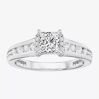 (F / Vs2) Womens 1 1/2 CT. T.W. Lab Grown White Diamond 10K Gold Side Stone Engagement Ring