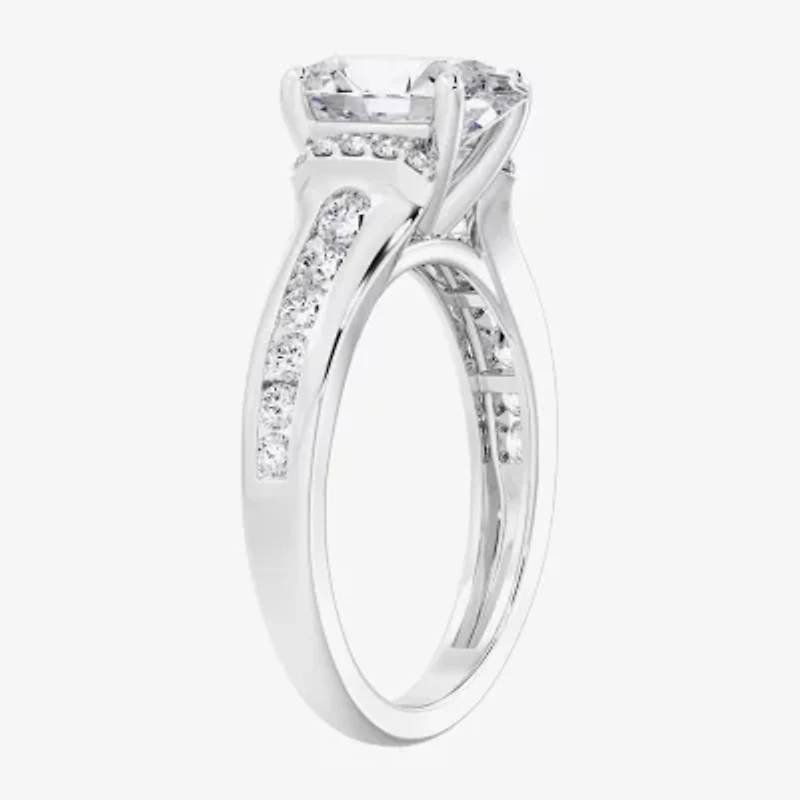 F / Vs2) Womens / CT. T.W. Lab Grown White Diamond 10K Gold Oval Side Stone Engagement Ring