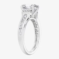 F / Vs2) Womens / CT. T.W. Lab Grown White Diamond 10K Gold Oval Side Stone Engagement Ring