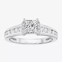 F / Vs2) Womens CT. T.W. Lab Grown White Diamond 10K Gold Side Stone Engagement Ring