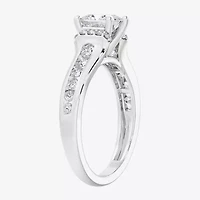 F / Vs2) Womens CT. T.W. Lab Grown White Diamond 10K Gold Side Stone Engagement Ring