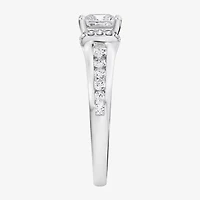 F / Vs2) Womens CT. T.W. Lab Grown White Diamond 10K Gold Side Stone Engagement Ring