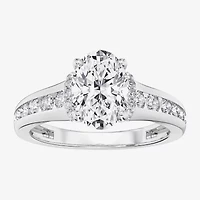 (F / Vs2) Womens 6 CT. T.W. Lab Grown White Diamond Platinum Oval Side Stone Engagement Ring