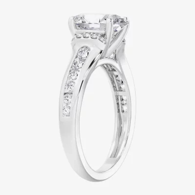 (F / Vs2) Womens 6 CT. T.W. Lab Grown White Diamond Platinum Oval Side Stone Engagement Ring