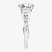 F / Vs2) Womens / CT. T.W. Lab Grown White Diamond 10K Gold Oval Side Stone Engagement Ring