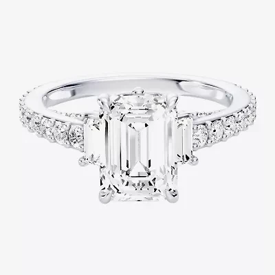 Enchanted Disney Fine Jewelry Cinderella (F / Si1) Womens 2 5/8 Ct. T.W. Lab Grown White Diamond 10K Gold Princess Side Stone Engagement Ring