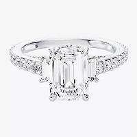 Enchanted Disney Fine Jewelry Cinderella (F / Si1) Womens 2 5/8 Ct. T.W. Lab Grown White Diamond 10K Gold Princess Side Stone Engagement Ring