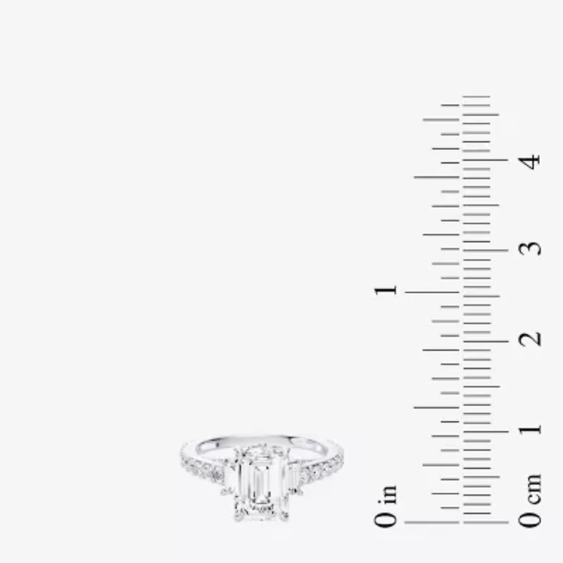 Enchanted Disney Fine Jewelry Cinderella (F / Si1) Womens 2 5/8 Ct. T.W. Lab Grown White Diamond 10K Gold Princess Side Stone Engagement Ring
