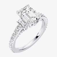 Enchanted Disney Fine Jewelry Cinderella (F / Si1) Womens 2 5/8 Ct. T.W. Lab Grown White Diamond 10K Gold Princess Side Stone Engagement Ring