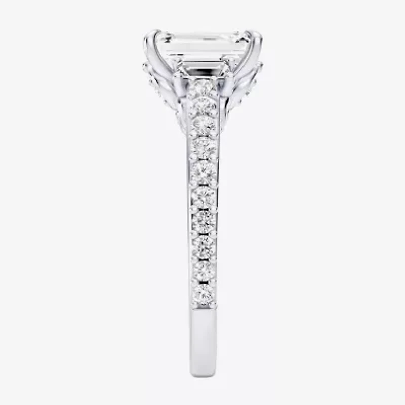 Enchanted Disney Fine Jewelry Cinderella (F / Si1) Womens 2 5/8 Ct. T.W. Lab Grown White Diamond 10K Gold Princess Side Stone Engagement Ring