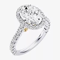 Enchanted Disney Fine Jewelry Cinderella (F / Si1) Womens 2 3/4 CT. T.W. Lab Grown White Diamond 10K Gold Oval Princess Side Stone Engagement Ring