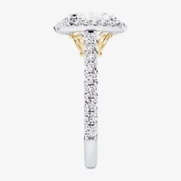 Enchanted Disney Fine Jewelry Cinderella (F / Si1) Womens 2 3/4 CT. T.W. Lab Grown White Diamond 10K Gold Oval Princess Side Stone Engagement Ring