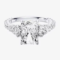 Enchanted Disney Fine Jewelry Ariel (F / Si1) Womens 3 1/3 Ct. T.W. Lab Grown White Diamond 10K Gold Rectangular Princess The Little Mermaid Side Stone Engagement Ring