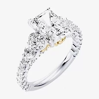 Enchanted Disney Fine Jewelry Ariel (F / Si1) Womens 3 1/3 Ct. T.W. Lab Grown White Diamond 10K Gold Rectangular Princess The Little Mermaid Side Stone Engagement Ring