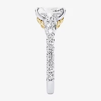 Enchanted Disney Fine Jewelry Ariel (F / Si1) Womens 3 1/3 Ct. T.W. Lab Grown White Diamond 10K Gold Rectangular Princess The Little Mermaid Side Stone Engagement Ring