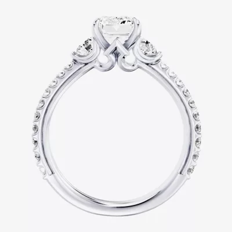 Enchanted Disney Fine Jewelry Aurora (F / Si1) Womens 2 1/5 CT. T.W. Lab Grown White Diamond 10K Gold Princess Sleeping Beauty Side Stone Engagement Ring