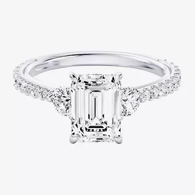 Enchanted Disney Fine Jewelry Aurora (F / Si1) Womens 2 1/5 CT. T.W. Lab Grown White Diamond 10K Gold Princess Sleeping Beauty Side Stone Engagement Ring