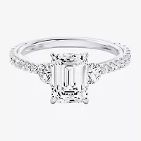 Enchanted Disney Fine Jewelry Aurora (F / Si1) Womens 2 1/5 CT. T.W. Lab Grown White Diamond 10K Gold Princess Sleeping Beauty Side Stone Engagement Ring
