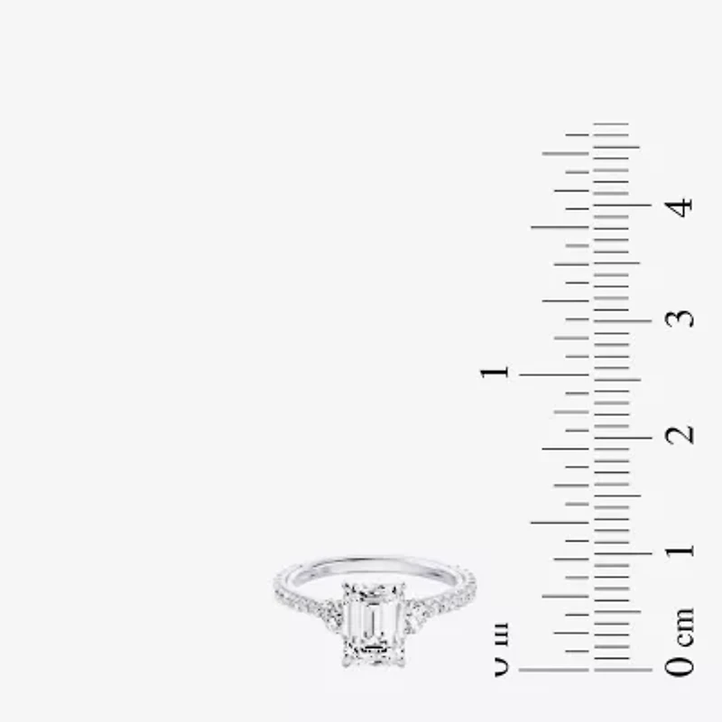 Enchanted Disney Fine Jewelry Aurora (F / Si1) Womens 2 1/5 CT. T.W. Lab Grown White Diamond 10K Gold Princess Sleeping Beauty Side Stone Engagement Ring