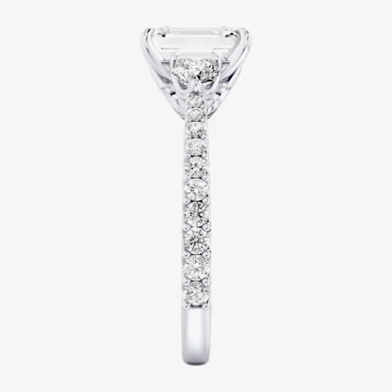 Enchanted Disney Fine Jewelry Aurora (F / Si1) Womens 2 1/5 CT. T.W. Lab Grown White Diamond 10K Gold Princess Sleeping Beauty Side Stone Engagement Ring