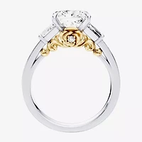 Enchanted Disney Fine Jewelry Belle (F / Si1) Womens 2 5/8 Ct. T.W. Lab Grown White Diamond 10K Gold Beauty and the Beast Princess Side Stone Engagement Ring