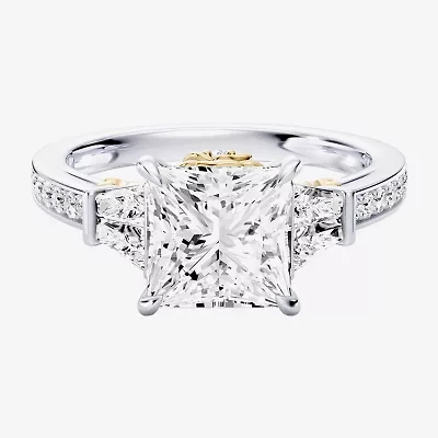 Enchanted Disney Fine Jewelry Belle (F / Si1) Womens 2 5/8 Ct. T.W. Lab Grown White Diamond 10K Gold Beauty and the Beast Princess Side Stone Engagement Ring