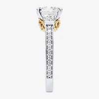 Enchanted Disney Fine Jewelry Belle (F / Si1) Womens 2 5/8 Ct. T.W. Lab Grown White Diamond 10K Gold Beauty and the Beast Princess Side Stone Engagement Ring