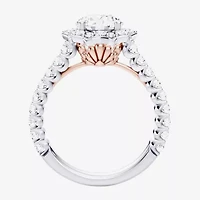 Enchanted Disney Fine Jewelry Ariel (F / Si1) Womens 2 1/3 CT. T.W. Lab Grown White Diamond 10K Gold Princess The Little Mermaid Side Stone Halo Engagement Ring
