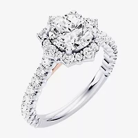 Enchanted Disney Fine Jewelry Ariel (F / Si1) Womens 2 1/3 CT. T.W. Lab Grown White Diamond 10K Gold Princess The Little Mermaid Side Stone Halo Engagement Ring