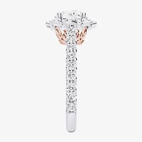 Enchanted Disney Fine Jewelry Ariel (F / Si1) Womens 2 1/3 CT. T.W. Lab Grown White Diamond 10K Gold Princess The Little Mermaid Side Stone Halo Engagement Ring