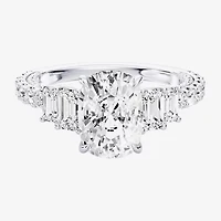 Enchanted Disney Fine Jewelry Ariel (F / Si1) Womens 3 3/8 Ct. T.W. Lab Grown White Diamond 10K Gold Princess The Little Mermaid Side Stone Engagement Ring