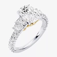 Enchanted Disney Fine Jewelry Ariel (F / Si1) Womens 3 3/8 Ct. T.W. Lab Grown White Diamond 10K Gold Princess The Little Mermaid Side Stone Engagement Ring