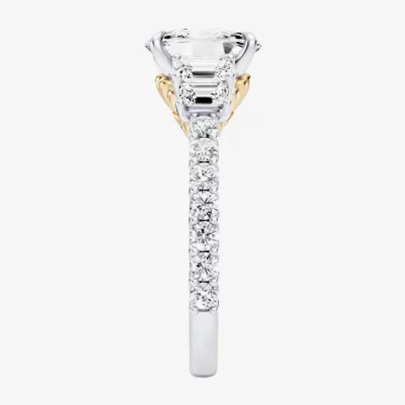 Enchanted Disney Fine Jewelry Ariel (F / Si1) Womens 3 3/8 Ct. T.W. Lab Grown White Diamond 10K Gold Princess The Little Mermaid Side Stone Engagement Ring