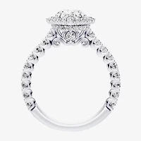 Enchanted Disney Fine Jewelry Cinderella (F / Si1) Womens 2 1/2 CT. T.W. Lab Grown White Diamond 10K Gold Princess Side Stone Halo Engagement Ring