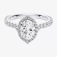 Enchanted Disney Fine Jewelry Cinderella (F / Si1) Womens 2 1/2 CT. T.W. Lab Grown White Diamond 10K Gold Princess Side Stone Halo Engagement Ring