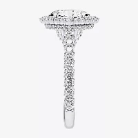 Enchanted Disney Fine Jewelry Cinderella (F / Si1) Womens 2 1/2 CT. T.W. Lab Grown White Diamond 10K Gold Princess Side Stone Halo Engagement Ring