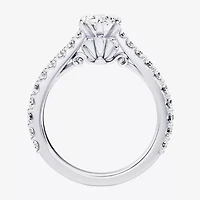 Enchanted Disney Fine Jewelry Ariel (F / Si1) Womens 2 1/8 Ct. T.W. Lab Grown White Diamond 10K Gold Marquise Princess The Little Mermaid Side Stone Engagement Ring