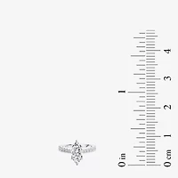Enchanted Disney Fine Jewelry Ariel (F / Si1) Womens 2 1/8 Ct. T.W. Lab Grown White Diamond 10K Gold Marquise Princess The Little Mermaid Side Stone Engagement Ring
