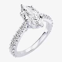 Enchanted Disney Fine Jewelry Ariel (F / Si1) Womens 2 1/8 Ct. T.W. Lab Grown White Diamond 10K Gold Marquise Princess The Little Mermaid Side Stone Engagement Ring