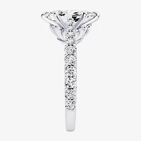 Enchanted Disney Fine Jewelry Ariel (F / Si1) Womens 2 1/8 Ct. T.W. Lab Grown White Diamond 10K Gold Marquise Princess The Little Mermaid Side Stone Engagement Ring
