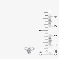 Enchanted Disney Fine Jewelry Cinderella (F / Si1) Womens 2 CT. T.W. Lab Grown White Diamond 10K Gold Marquise Princess Side Stone Halo Engagement Ring