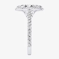 Enchanted Disney Fine Jewelry Cinderella (F / Si1) Womens 2 CT. T.W. Lab Grown White Diamond 10K Gold Marquise Princess Side Stone Halo Engagement Ring