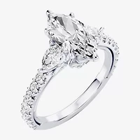 Enchanted Disney Fine Jewelry Belle (F / Si1) Womens 2 1/3 CT. T.W. Lab Grown White Diamond 10K Gold Marquise Beauty and the Beast Princess Side Stone Engagement Ring