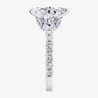 Enchanted Disney Fine Jewelry Belle (F / Si1) Womens 2 1/3 CT. T.W. Lab Grown White Diamond 10K Gold Marquise Beauty and the Beast Princess Side Stone Engagement Ring