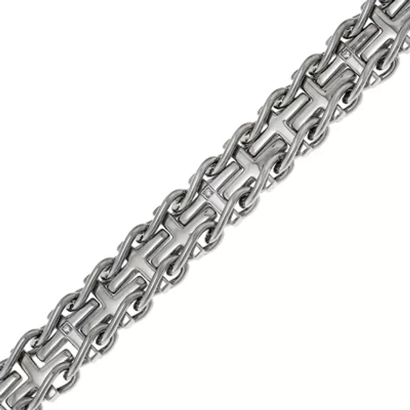 Mens Stainless Steel Railroad Cross Bracelet