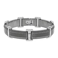 Mens Stainless Steel & Black IP Bracelet