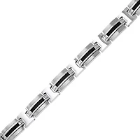 Mens Stainless Steel Railroad Link Bracelet