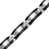 Mens ¼ CT. T.W. Diamond Stainless Steel & Black IP Link Bracelet